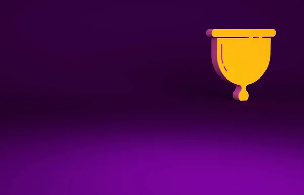 Icono Copa Menstrual Naranja Aislado Sobre Fondo Púrpura Higiene Femenina —  Fotos de Stock