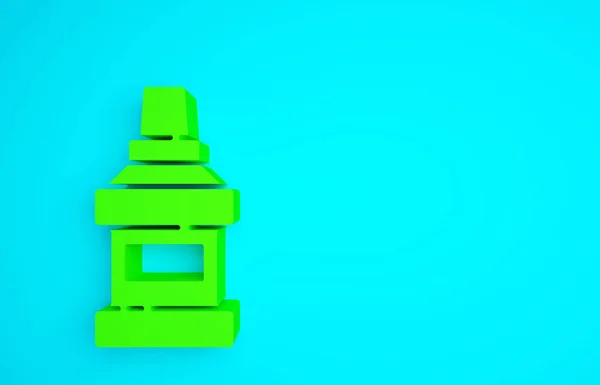 Green Mouthwash Plastic Bottle Icon Isolated Blue Background Liquid Rinsing — Stock Photo, Image