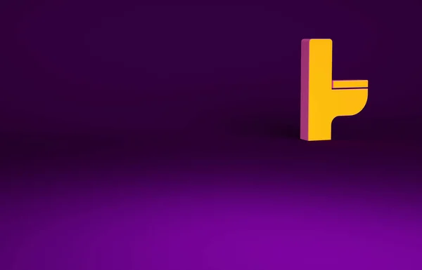 Icono Del Inodoro Naranja Aislado Sobre Fondo Púrpura Concepto Minimalista — Foto de Stock