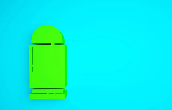 Піктограма Зеленої Кулі Ізольована Синьому Фоні Концепція Мінімалізму Ілюстрація Рендеринга — стокове фото