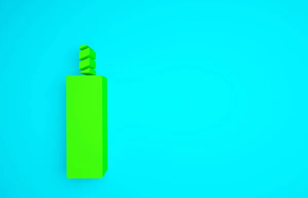 Icono Bomba Dinamita Detonada Verde Aislado Sobre Fondo Azul Bomba — Foto de Stock