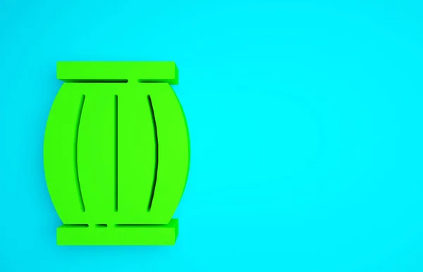Иконка Зеленого Ствола Пороха Изолирована Синем Фоне Tnt Динамит Деревянная — стоковое фото