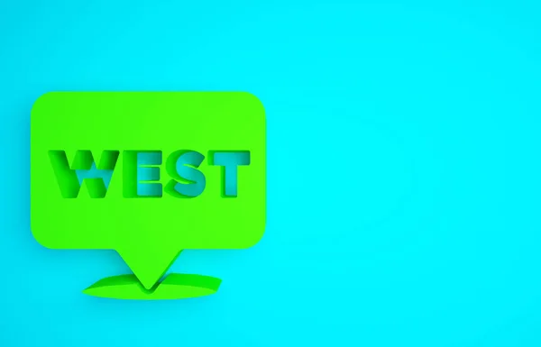 Zöld Mutató Vadnyugati Ikonra Elszigetelt Kék Háttér Nyugati Hirdetőtábla Üzenőfal — Stock Fotó