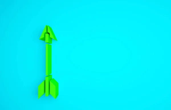 緑の十字矢印アイコンは青の背景に孤立しています 最小限の概念 3Dイラスト3Dレンダリング — ストック写真