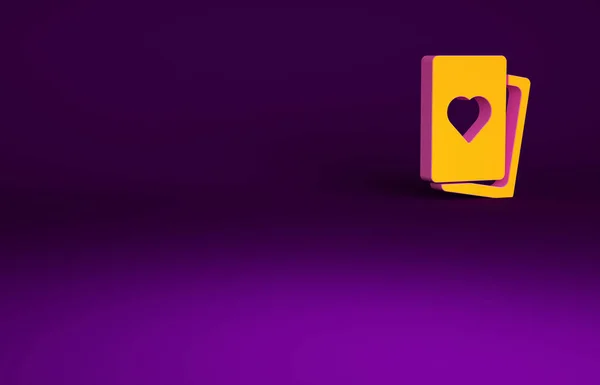 Оранжевый Deck Игральных Карт Иконка Выделена Фиолетовом Фоне Игры Казино — стоковое фото