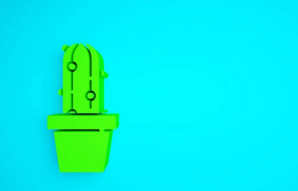 Peyote Cactus Verde Maceta Icono Aislado Sobre Fondo Azul Planta — Foto de Stock