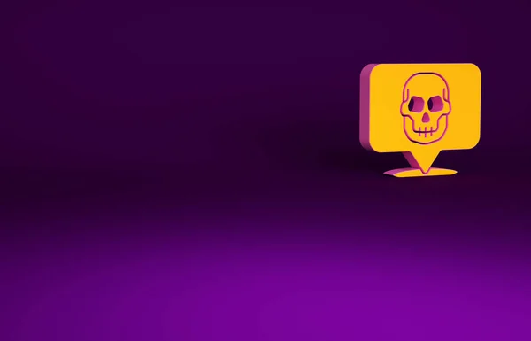 Icono Orange Skull Aislado Sobre Fondo Púrpura Feliz Fiesta Halloween — Foto de Stock