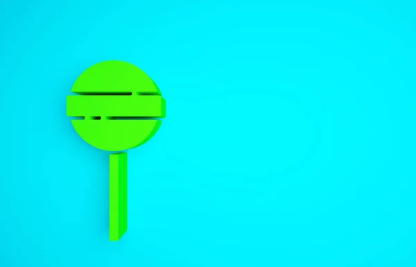 Зеленый Значок Lollipop Выделен Синем Фоне Еда Восхитительный Символ Счастливого — стоковое фото