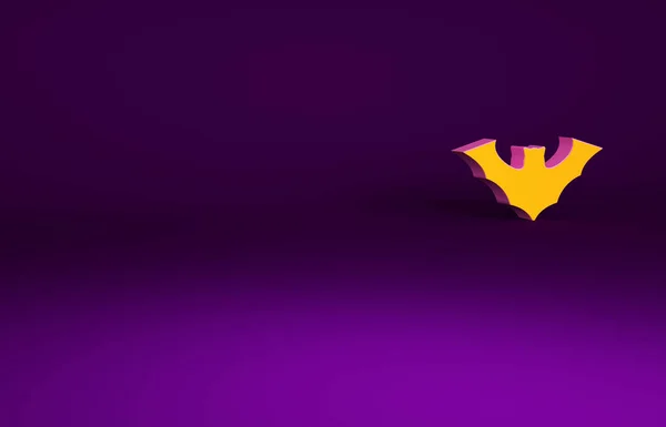 Orange Fliegende Fledermaus Symbol Isoliert Auf Lila Hintergrund Minimalismus Konzept — Stockfoto
