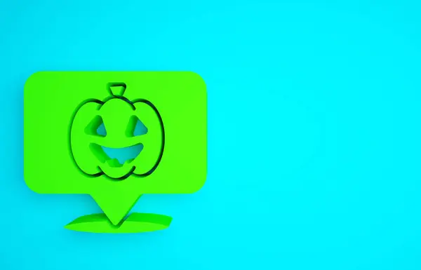 Icona Zucca Verde Isolata Sfondo Blu Buona Festa Halloween Concetto — Foto Stock