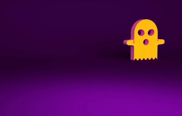 Иконка Orange Ghost Выделена Фиолетовом Фоне Счастливого Хэллоуина Концепция Минимализма — стоковое фото