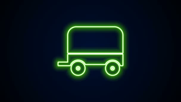 Glowing neon line Wild west covered wagon icon isolated on black background. 4K Video motion graphic animation — Stock Video