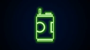Parlayan neon hattı Soda kutusu simgesi siyah arkaplanda izole edildi. 4K Video hareketli grafik canlandırması