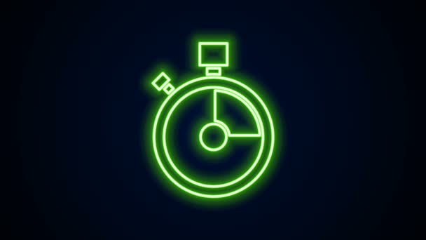 Linea neon incandescente Icona di consegna rapida isolata su sfondo nero. Servizio tempestivo, cronometro in movimento, concetto di scadenza, velocità dell'orologio. Animazione grafica 4K Video motion — Video Stock