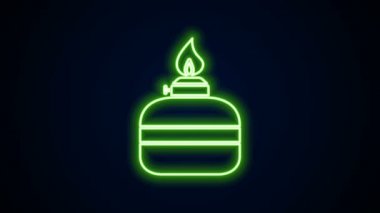 Parlayan neon hattı Alkol veya ruh yakıcı simgesi siyah arkaplanda izole edildi. Kimyasal ekipman. 4K Video hareketli grafik canlandırması