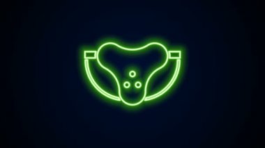 Parlayan neon hattı koruyucu spor süspansuvar ikonu siyah arka planda izole edildi. 4K Video hareketli grafik canlandırması