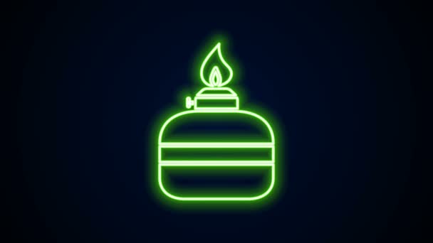 Leuchtende Leuchtschrift Alkohol- oder Spiritusbrennersymbol isoliert auf schwarzem Hintergrund. Chemische Ausrüstung. 4K Video Motion Grafik Animation — Stockvideo