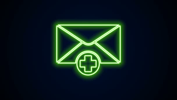 Leuchtende Leuchtschrift Umschlag-Symbol isoliert auf schwarzem Hintergrund. Konzept der empfangenen Botschaft. Neu, eingehende E-Mails, SMS. Postzustelldienst. 4K Video Motion Grafik Animation — Stockvideo