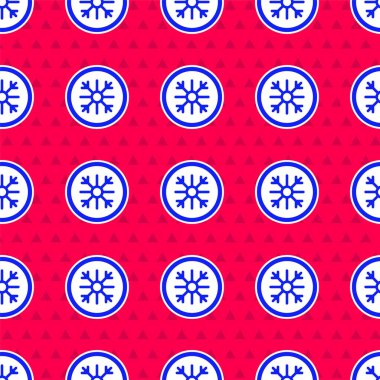 Mavi Kar Tanesi simgesi kırmızı arkaplanda izole edilmiş pürüzsüz desen. Vektör.