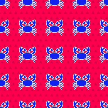 Mavi Yengeç simgesi kırmızı arkaplanda izole edilmiş. Vektör.