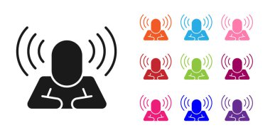 Siyah başlı av ikonu beyaz arka planda izole edildi. İş hedefi ya da İstihdam tabelası. İş için insan kaynakları ve adam toplama. Simgeleri renklendirin. Vektör.