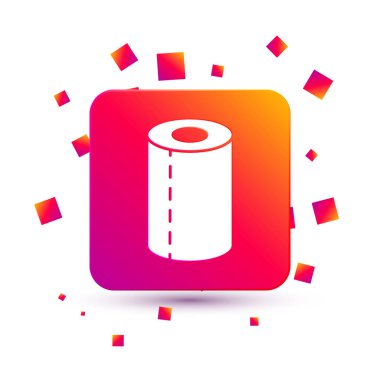 Beyaz kağıt havlu rulo simgesi beyaz arkaplanda izole edildi. Kare renk düğmesi. Vektör.