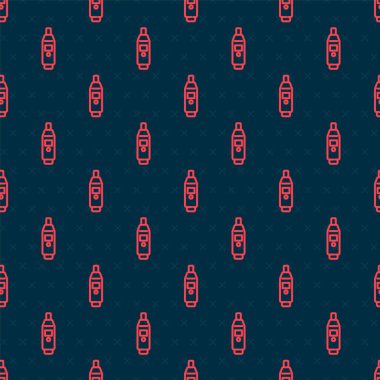 Tıbbi inceleme ikonu için kırmızı çizgi dijital termometresi siyah arkaplanda izole edilmiş kusursuz desen. Vektör.