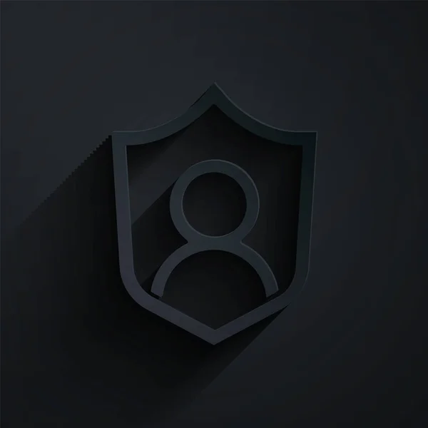 Иконка Защиты Пользователя Вырезана Черном Фоне Безопасный Логин Пользователя Защищенный — стоковый вектор