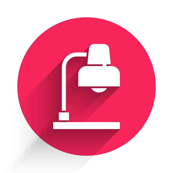Ikona Bílé Lampy Izolovaná Dlouhým Stínem Červený Kruh Vektor — Stockový vektor