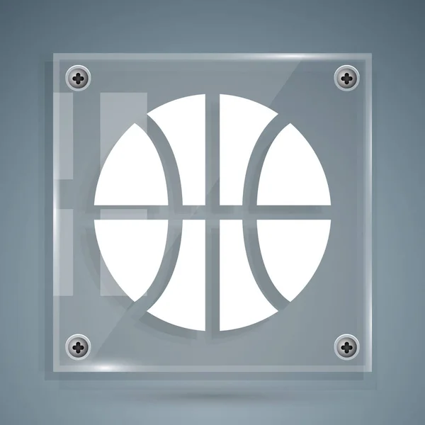 Bílý Basketbal Ikona Izolované Šedém Pozadí Sportovní Symbol Čtvercové Sklo — Stockový vektor