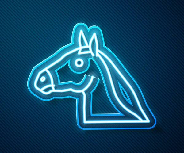 Glowing Neon Line Horse Head Icon Isolated Blue Background Animal — Stock Vector
