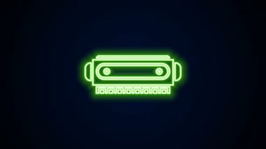 Parlayan neon hattı armonika simgesi siyah arkaplanda izole edildi. Müzik aleti. 4K Video hareketli grafik canlandırması