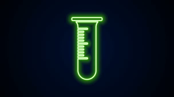 Glowing neon line Test tube and flask icon isolated on black background. Chemical laboratory test. Laboratory glassware. 4K Video motion graphic animation — Stock Video