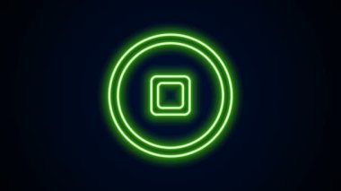Parlayan neon hattı Çin Yuan para birimi sembolü simgesi siyah arkaplanda izole edildi. Bozuk para. Bankacılık işareti. Para sembolü. 4K Video hareketli grafik canlandırması