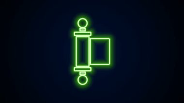 Parlayan neon çizgisi Kararname, kağıt, parşömen, parşömen simgesi siyah arkaplanda izole edilmiş. Çin parşömeni. 4K Video hareketli grafik canlandırması