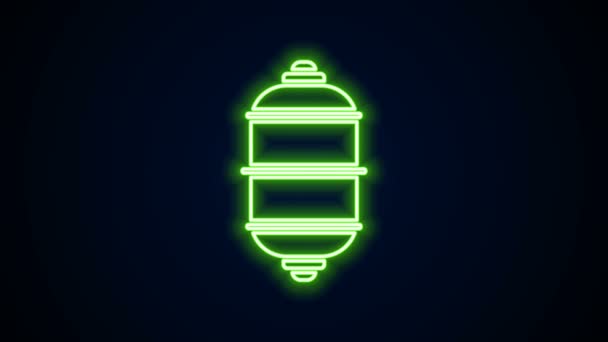 Linha de néon brilhante ícone de lanterna de papel chinês isolado no fundo preto. Animação gráfica em movimento de vídeo 4K — Vídeo de Stock