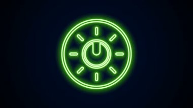 Parlayan neon hattı çevirme teknolojisi ayarları siyah arkaplanda izole edildi. Ses tuşu, ses kontrolü, analog regülatör. 4K Video hareketli grafik canlandırması