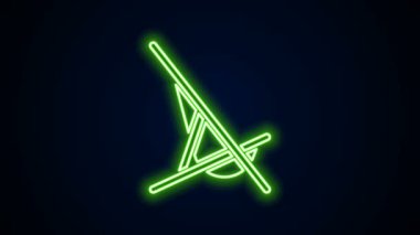 Parlayan neon hattı Sunbed simgesi siyah arkaplanda izole edildi. 4K Video hareketli grafik canlandırması