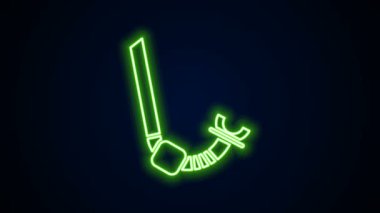 Parlayan neon hattı Snorkel simgesi siyah arkaplanda izole edildi. Su altı ekipmanları. 4K Video hareketli grafik canlandırması