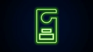 Parlayan neon hattı Lütfen siyah arkaplanda izole edilmiş simgeyi rahatsız etmeyin. Otel Kapısı Askısı Etiketleri. 4K Video hareketli grafik canlandırması