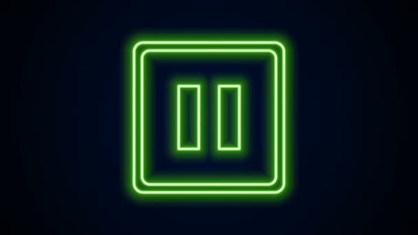 Linha de néon brilhante ícone do botão Pausa isolado no fundo preto. Animação gráfica em movimento de vídeo 4K — Vídeo de Stock