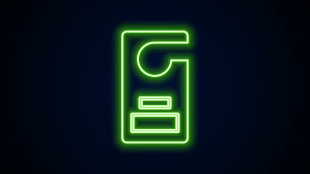 Glowing neon line Please do not disturb icon isolated on black background. Hotel Door Hanger Tags. 4K Video motion graphic animation — Stock Video