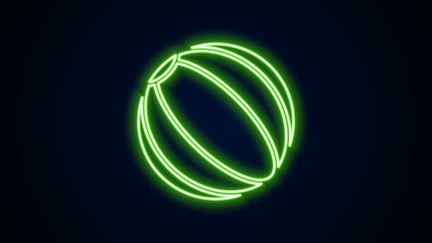 Glowing neon line Beach ball icon isolated on black background. 4K Video motion graphic animation — Stock Video