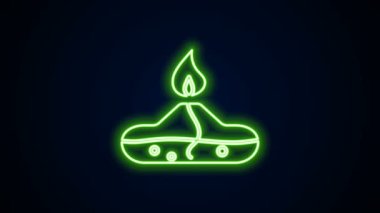 Parlayan neon hattı Alkol veya ruh yakıcı simgesi siyah arkaplanda izole edildi. Kimyasal ekipman. 4K Video hareketli grafik canlandırması