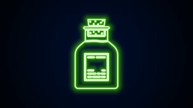 Parlayan neon hattı petrol test tüpü simgesi siyah arkaplanda izole edildi. 4K Video hareketli grafik canlandırması