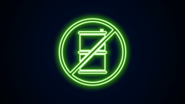Parlayan neon hattı siyah arka planda izole edilmiş benzin ikonu namlusu yok. Dizel gaz ikonu. 4K Video hareketli grafik canlandırması