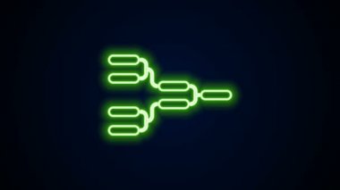 Parlak neon çizgisi Sonuçları ve ayakta duran tablolar şampiyonluk turnuva braketi simgesi siyah arka planda izole edildi. 4K Video hareketli grafik canlandırması