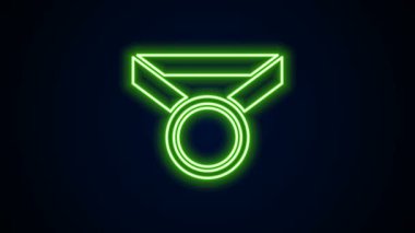 Parlayan neon çizgi simgesi siyah arkaplanda izole edildi. Kazanan sembol. 4K Video hareketli grafik canlandırması