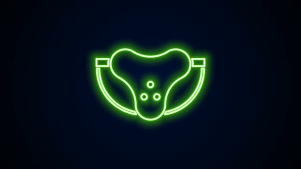 Glowing neon line Protective sport jockstrap icon isolated on black background. 4K Video motion graphic animation — Stock Video