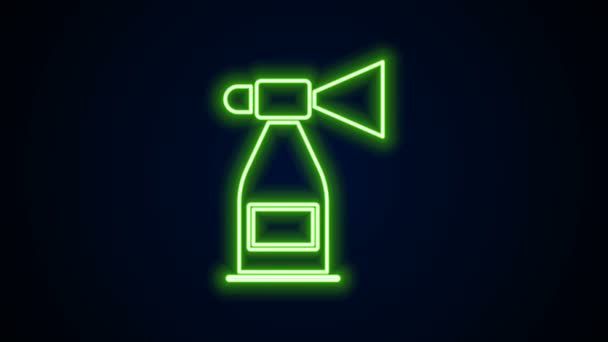 Linea neon luminosa Icona Air horn isolata su sfondo nero. Appassionati di sport o cittadini contro il governo e la corruzione. Animazione grafica 4K Video motion — Video Stock